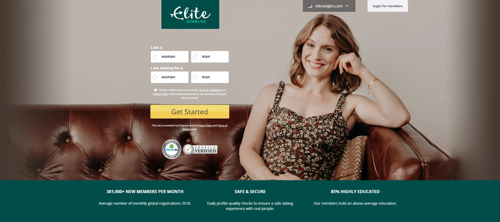 EliteSingles Site Screenshot.